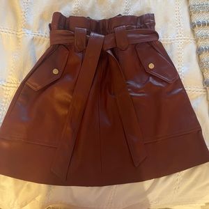 Maroon Faux leather skirt